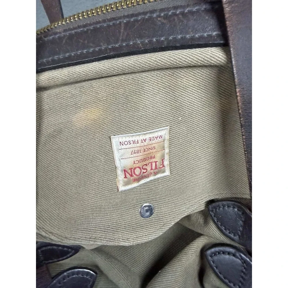 Filson‎ x GQ Rugged Twill Duffle Bag Otter Green Bridle Leather Made in USA Men